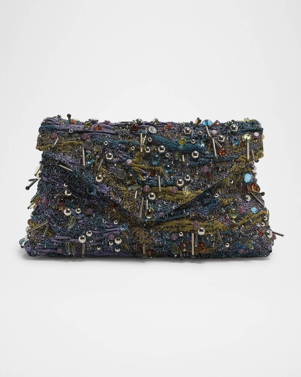 Embellished Envelope Flap Clutch Bag
